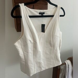 Express White Swan Fitted Vneck Ponte Tank